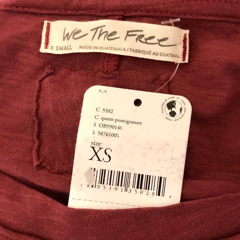FREE PEOPLE Queen Pomegranate Maroon Round Hem Long Sleeve Thumb Holes Tunic NWT - Picture 4 of 13